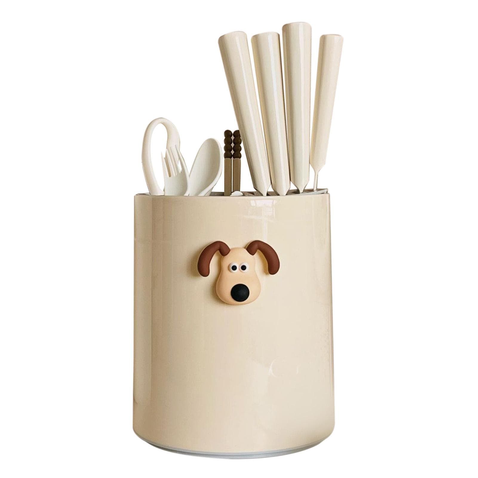 Multifunctional Chopsticks Cage Storage Tube Plastic Chopsticks Cage Rotary Knife Rack for Forks Yellow