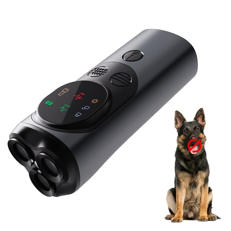 P10 Smart Ultra-sonic Dog Bark Control Devices 3-Heads Anti-Barking Devices Portable Dog Barking black