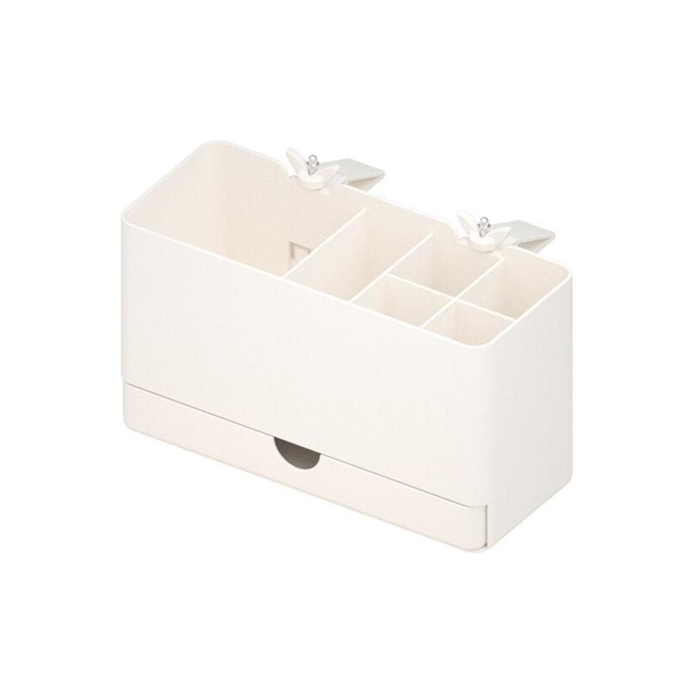 NBX Pen Holder Desk Side Storage Marker Pencil Box Desktop Organizer with Management Tray Various Medium white