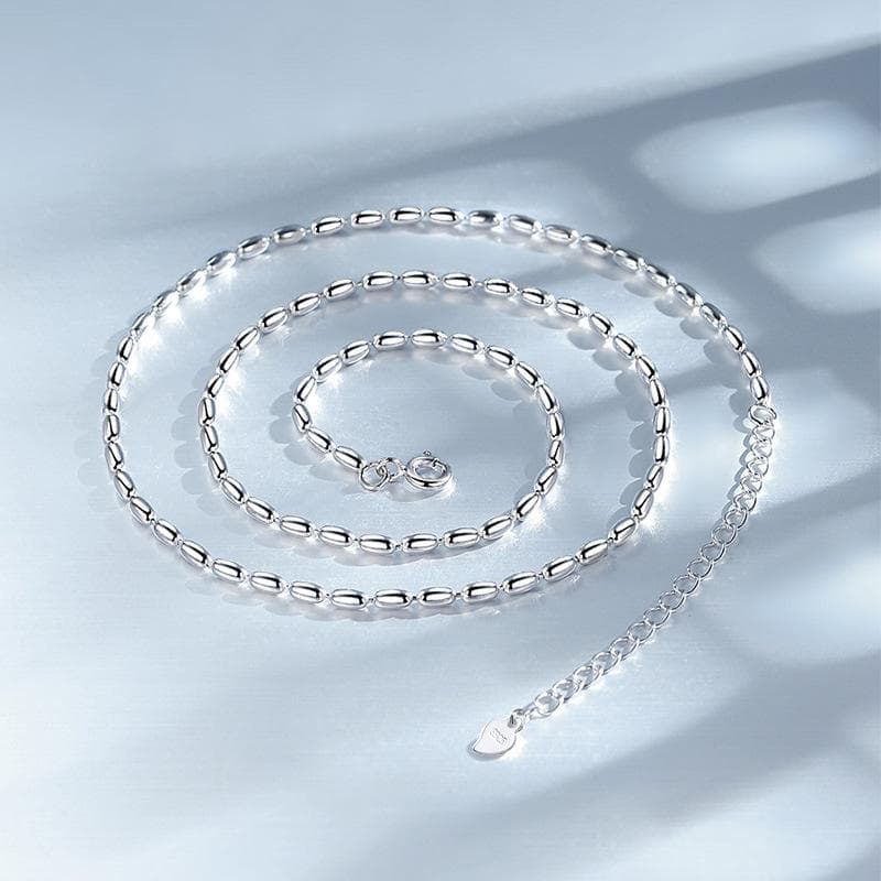 Silver Color Necklace With Simple Geometric Beads Choker Shiny And Delicate Collarbone Chain For Women's Fashion Jewelry 55cm
