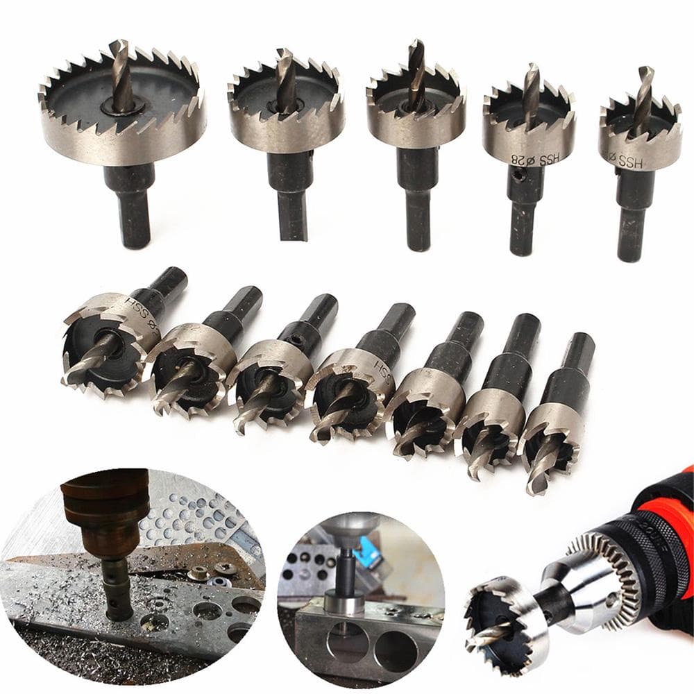 12PCS HSS Drill Bit Hole Saw Tooth Set Stainless Steel Metal Alloy Cutter 15-50mm