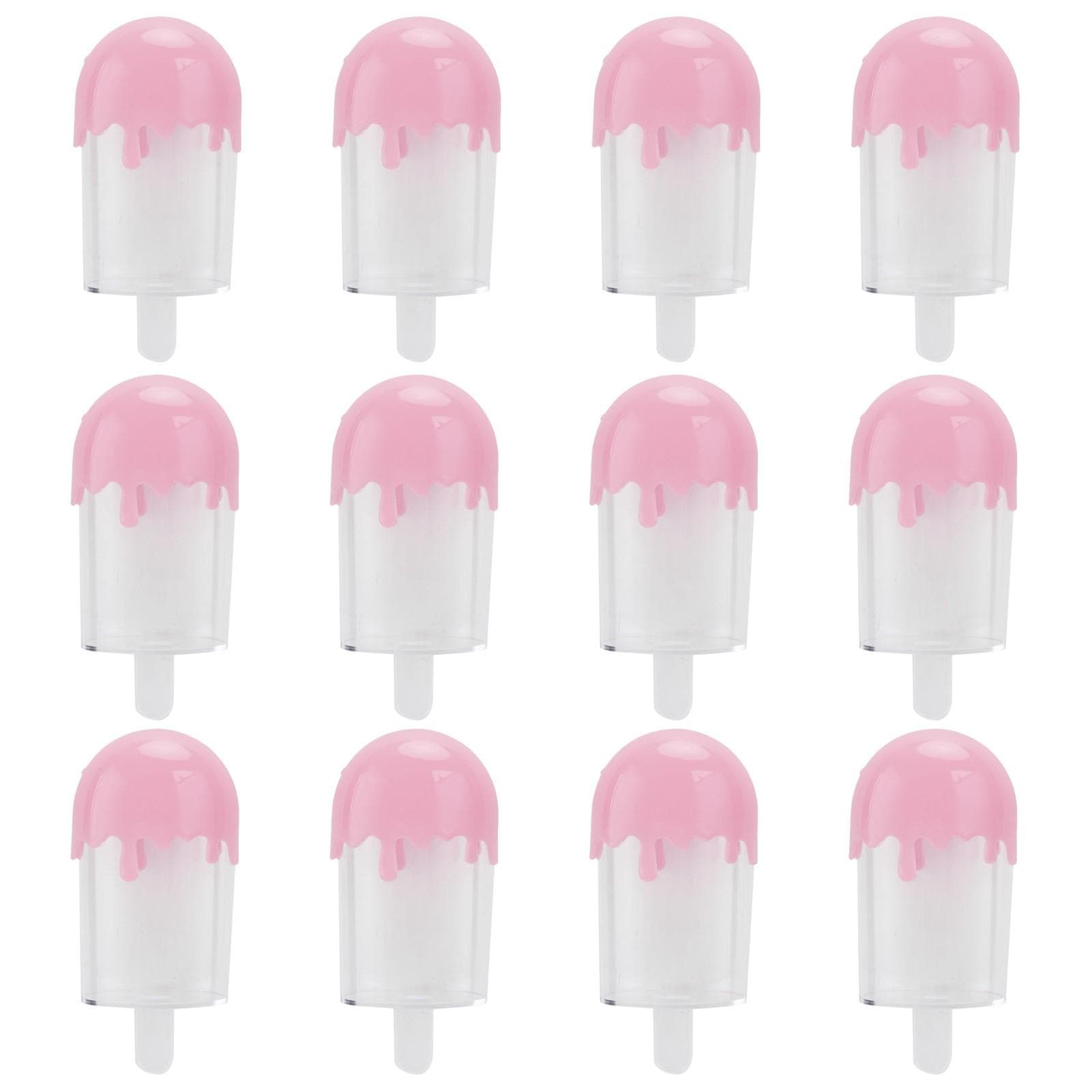 12Pcs Ice Cream Shape Candy Box Plastic Candy Case Container Wedding Party SuppliesWhite pink