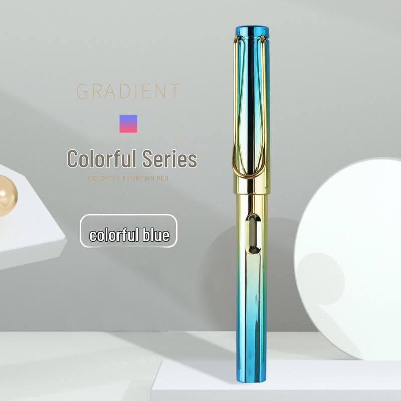 Colorful Student Fountain Pen with Replaceable Ink Capsule for Calligraphy and Correct Writing Posture +10 Black Ink Cartridges
