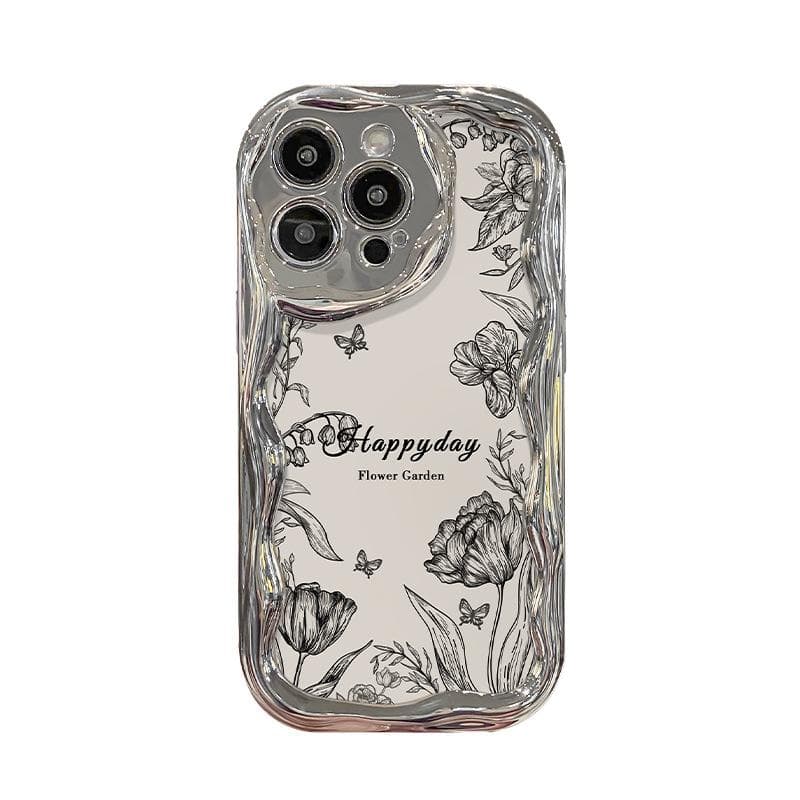 Line Rose Chain Suitable for Apple 15promax Mobile Phone Case Iphone13/12 Electroplated Silver Pattern Xs Full Package iPhone 7 Plus