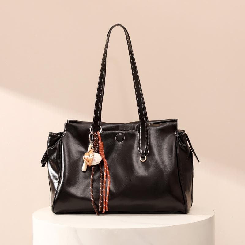 High Sense Large Capacity Tote Bag Shoulder Bag Women's Fashion All-in-one Commuter Underarm Bag black