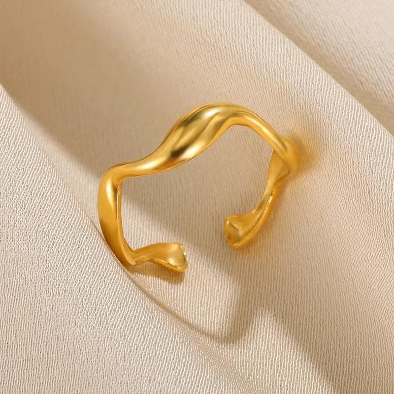 316L Stainless Steel Rings for Women Gold Color Multilayer Geometric Open Ring Vintage Waterproof Wedding Aesthetic Jewelry Gift resizable