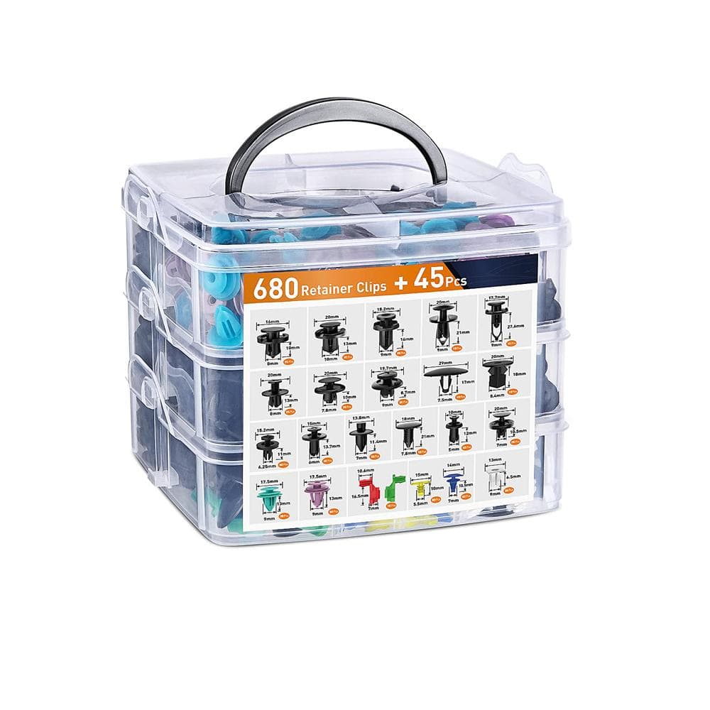 723PCS Car Retainer Clip & Plastic Fasteners Kit 23 Sizes Automotive Push Pin Rivets Set Bumpers multicolour
