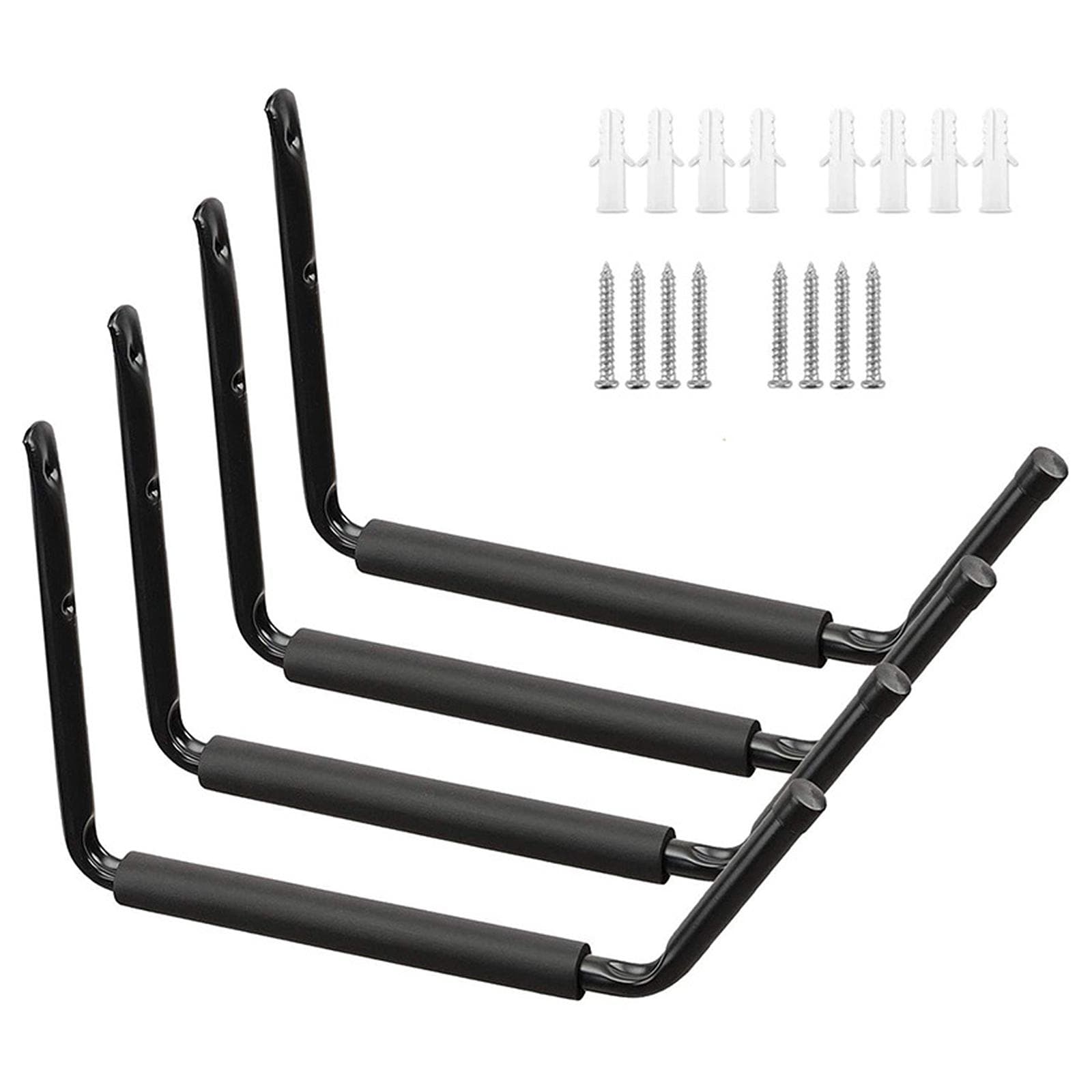 4pcs Kayak Storage Racks Heavy Duty Garage Hangers Jumbo Wall Hooks for Canoe Kayak black