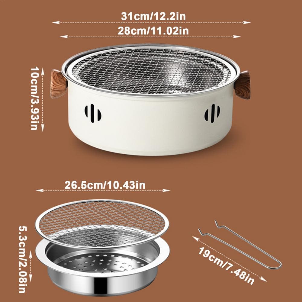 Portable Barbecue Grill Korean Charcoal Stove Stainless Steel Split BBQ Stove Round Non-stick Barbecue Rack For Outdoor Camping CHINA