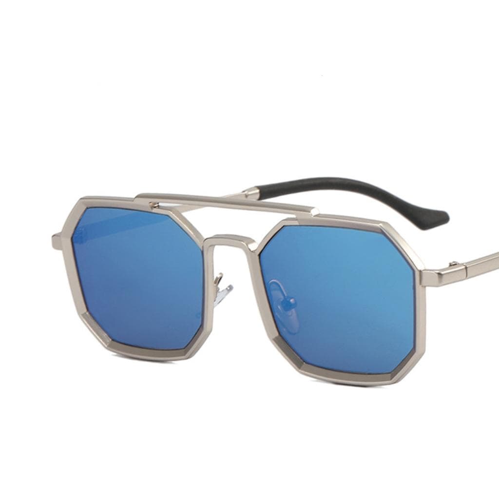 New Double Beam Metal Large Frame Sunglasses UV400 Protection Fashion Women Men Sun Glasses Black Brown Mirror Eyewear 1PC