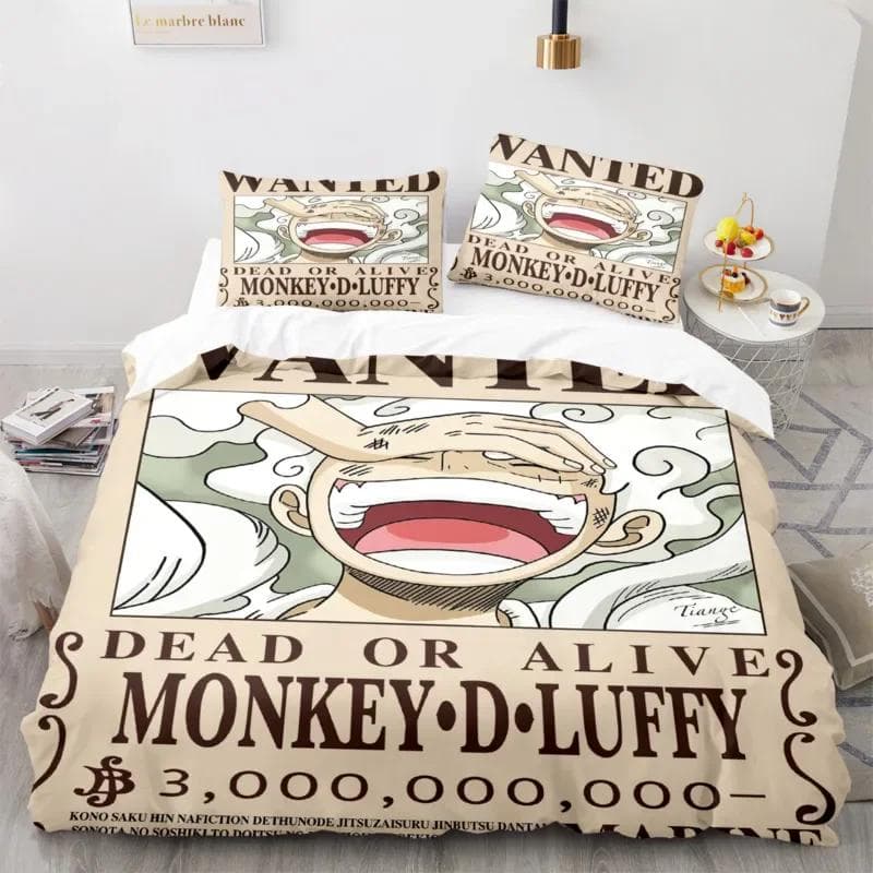 One-Piece Anime Duvet Cover Set Comforter Printed Nika Luffy Gear Cartoon Twin Size Bedding Sets Gifts 3-pieces Set Home Decor US Queen228x228cm