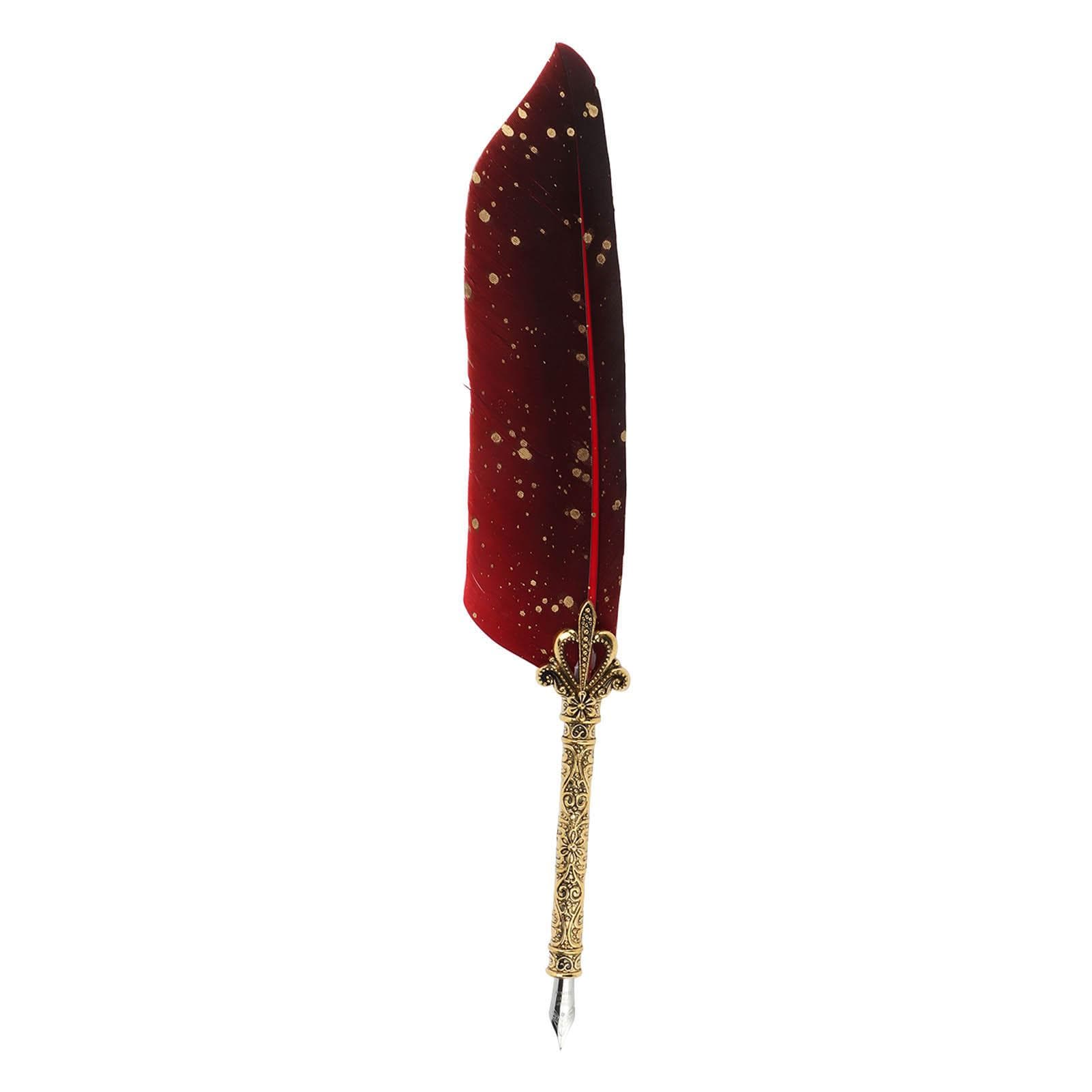 Quill Pen Set Exquisite Retro Smoothing Writing Feather Pen Caligraphy Pen Kit with Multiple red
