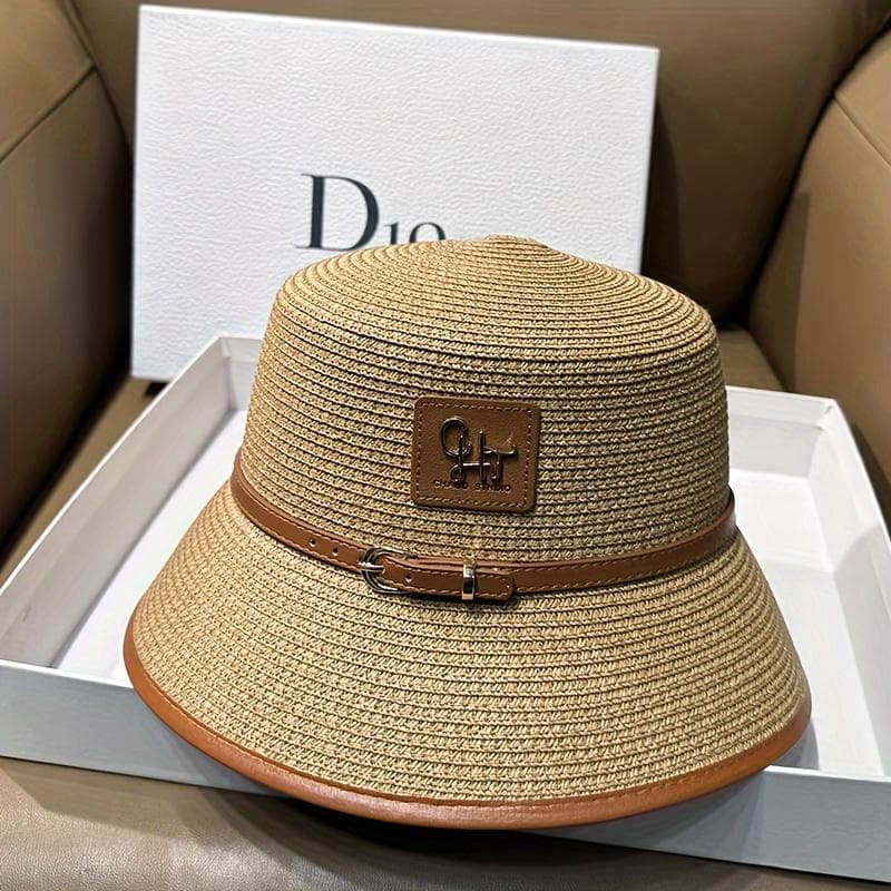 Women's Summer Sun Protection Breathable Straw Bucket Hat, Vintage Style Versatile Casual Fisherman Cap, Sun Hat khaki