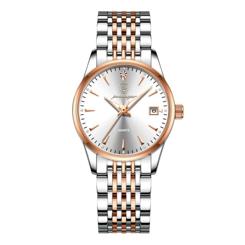 Business Ladies Stainless Steel Waterproof Quartz Watch Gold Bracelet Watch Date Display Sports Ladies Clock rose gold
