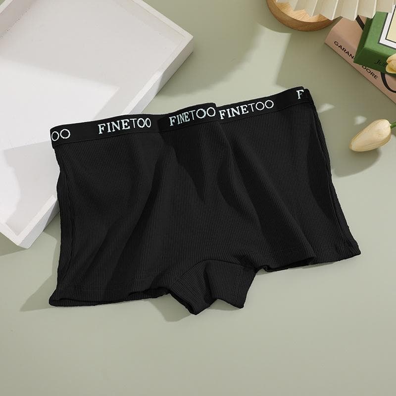 Cotton Boy Short Panty for Women Boxer Panties Breathable Briefs Woman Underpants Lingerie L black