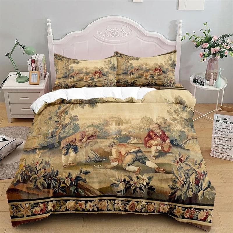Antique Aubusson All Season Duvet Cover Bedding Comforter sets Soft Quilt Cover and Pillowcases Single/Double/Queen/King 175x220cm 3pcs