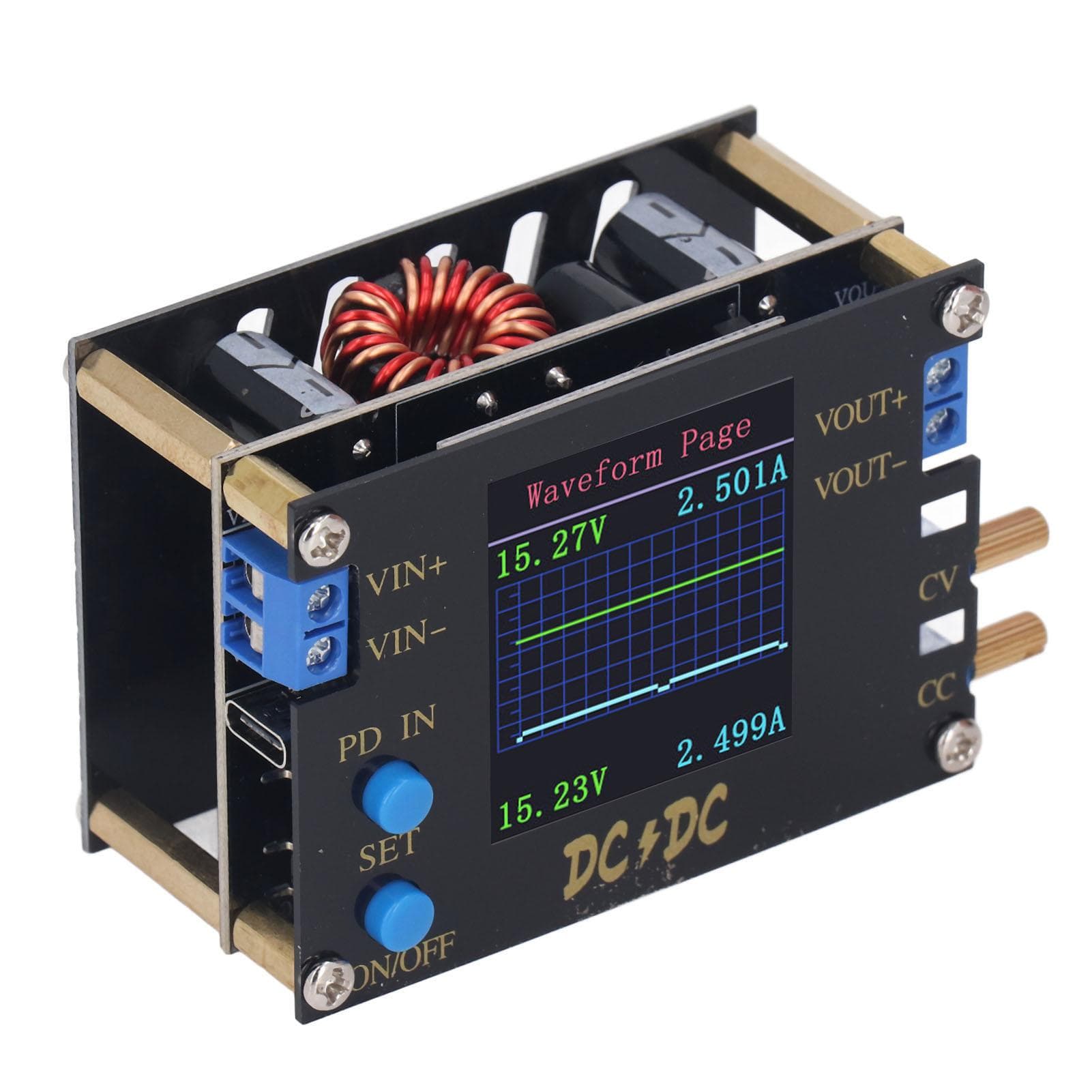 DC Buck Boost Converter Adjustable Voltage CC CV Power Supply Module 7?32V 4A 50W
