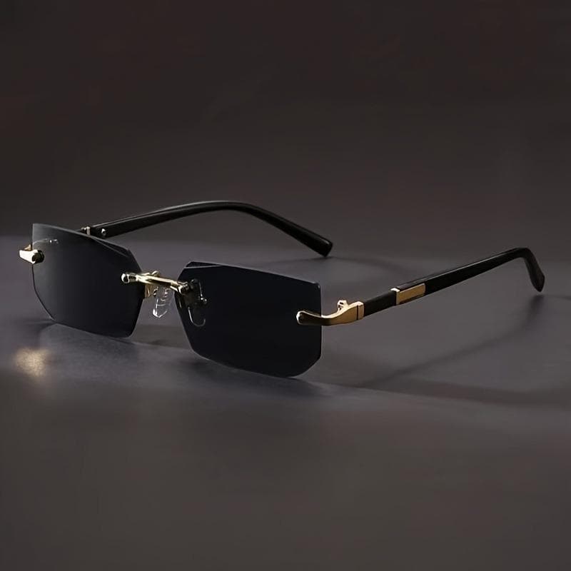 Trendy Rimless Rectangle Sunglasses UV400 Frameless Fashion Shades Gradient Lenses for Men Women Driving Eyewear Punk Style
