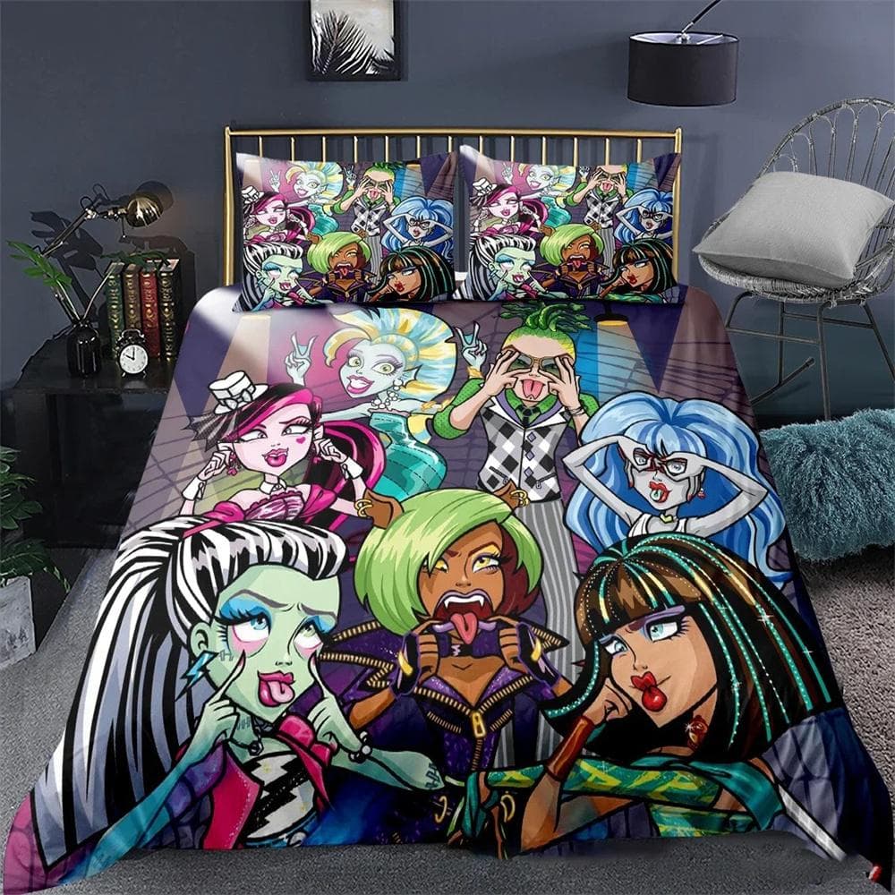 3D Printed Monster High Bedding Set Duvet Cover Bedroom Comforter Covers Single Twin King Size Quilt Cover Home Textile 2/3PCS 135X200cm-2pcs