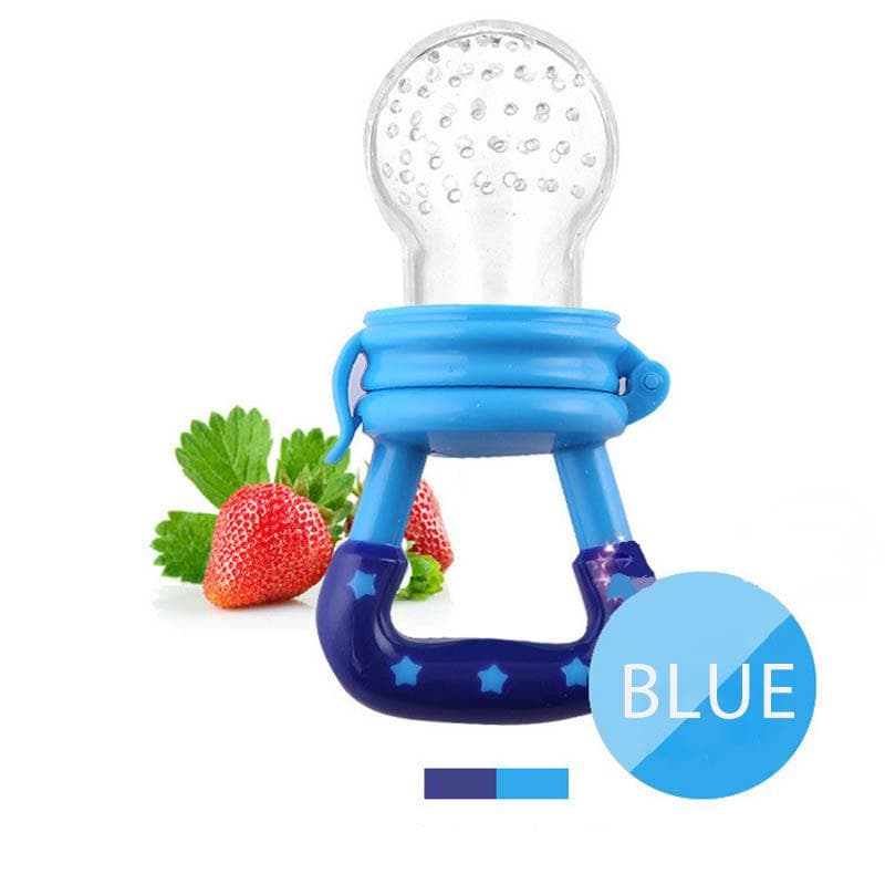 1pcs Fresh Fruit Food Nibbler Baby Pacifiers Silicone Baby Feeder S blue