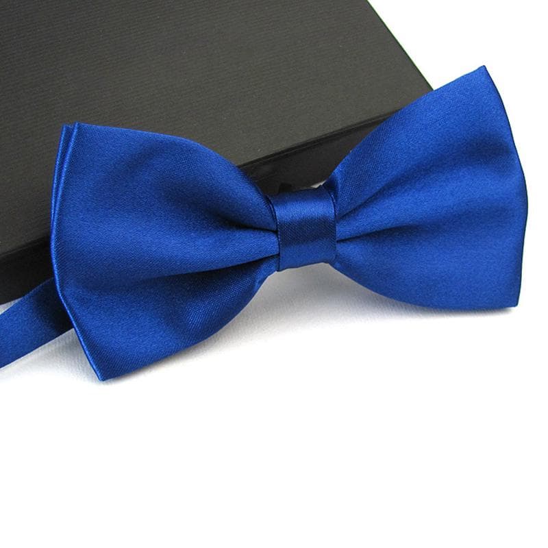Men'S Satin Bow Tie Classic Wedding Party Bow Tie Solid Color Adjustable Tie blue