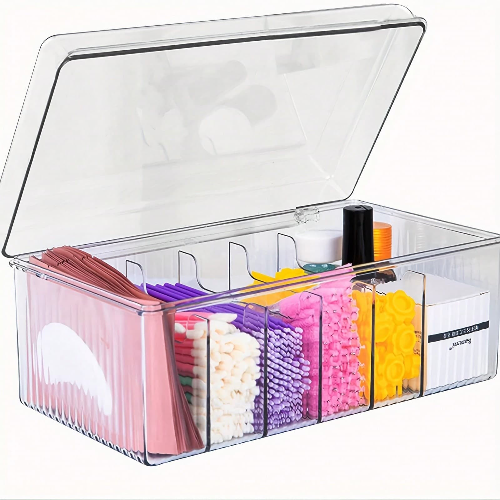 Transparent Portable Eyelash Extension Storage Box (With Lid) - Ideal For Eyelash Technicians, A Great Choice For Beauty Product And Cosmetic Storage Storage Box With Lid multicolour