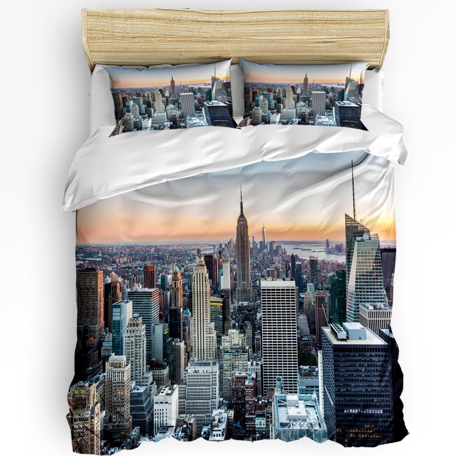3pcs Bedding Set Canada Lake Landscape Rock Mountain Peaks Trees Duvet Cover Pillow Case Boy Kid Teen Girl Bedding Covers Set EU single(135x200cm)