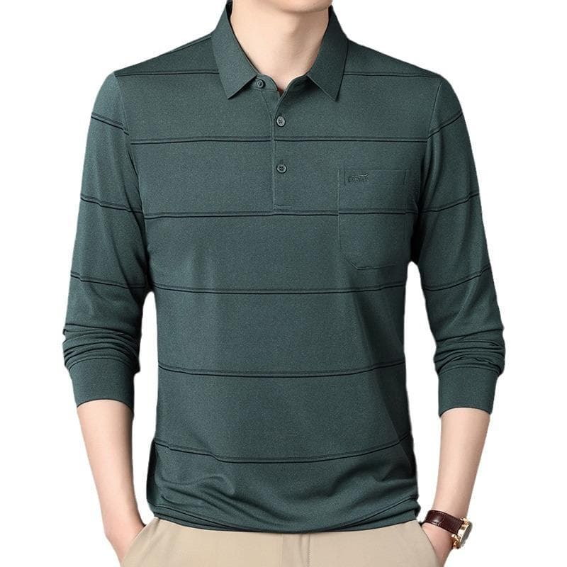 Spring and Autumn Men's Lapel Long Sleeve New Middle-aged Fashion Casual Real Pocket POLO Shirt Men's Trendy Top XXXXL