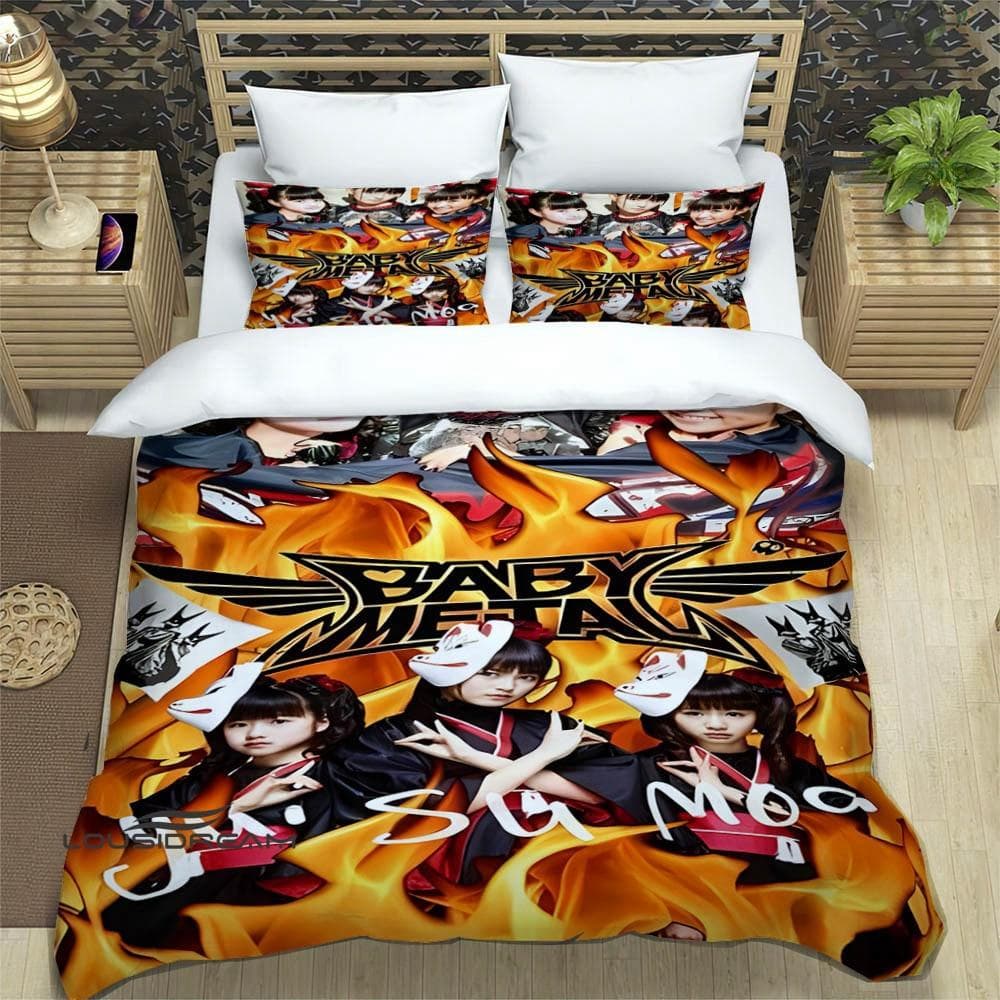 3D Print Music Band BABYMETAL Bedding Set Single Twin Full Queen King Size Bed Set Adult Kid Bedroom Duvetcover Set Home Textile EU Twin 135x200cm