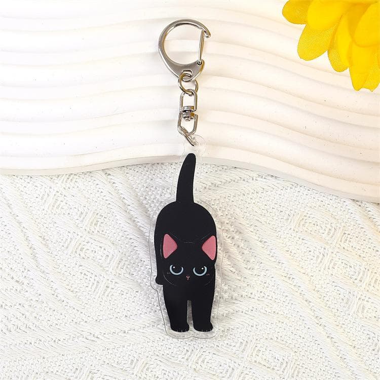 Lovely Cat Keychains Cow Cat British Shorthair Acrylic Pendant Children Funny Keychains Girl's Schoolbag Ornament
