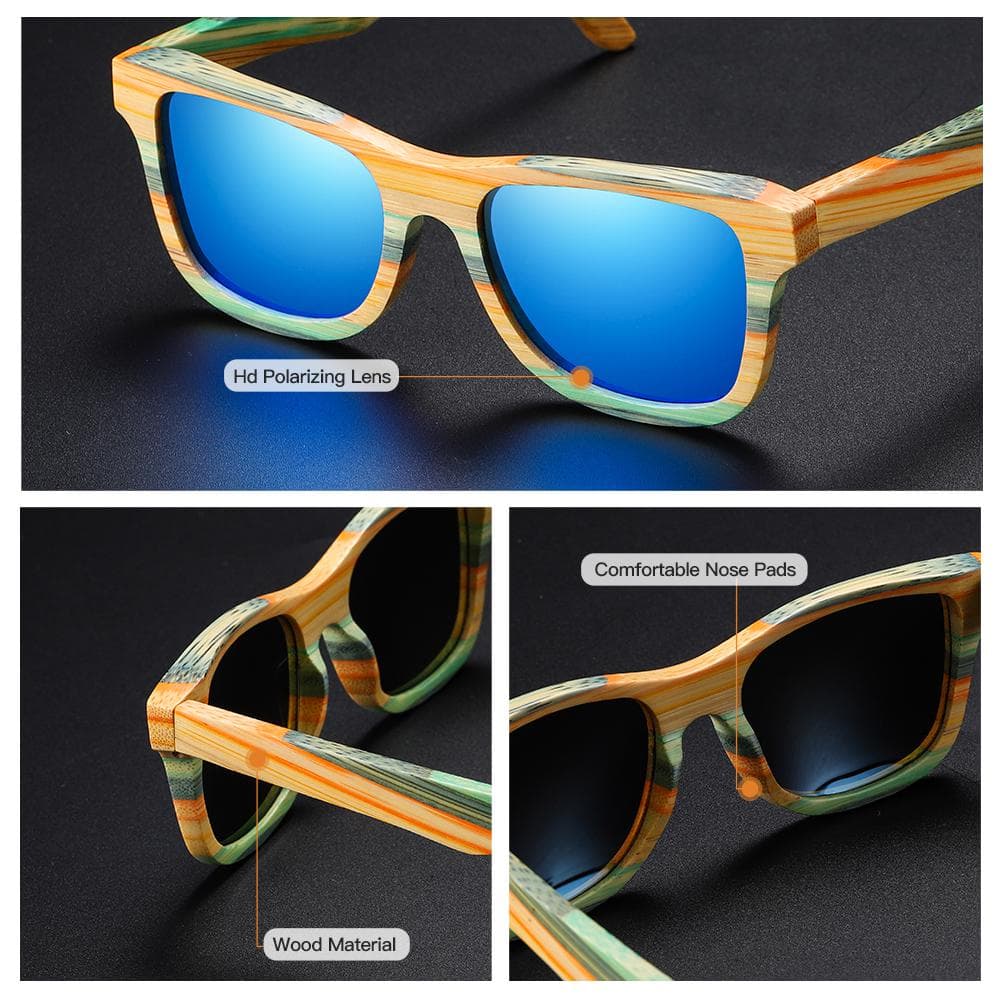 Fashion Skateboard Wood Bamboo Sunglasses Polarized For Women Mens New Brand Designer Wooden Sun Glasses Uv400 Luxury