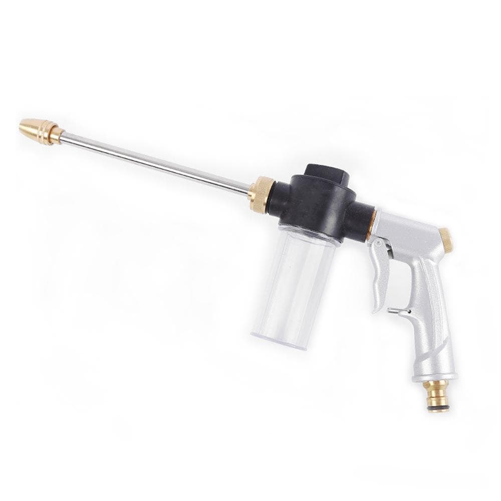 Car Washing Tool High Pressure Sprinkler Full Metal Hose Foam Sprayer Garden Watering Tool with silver