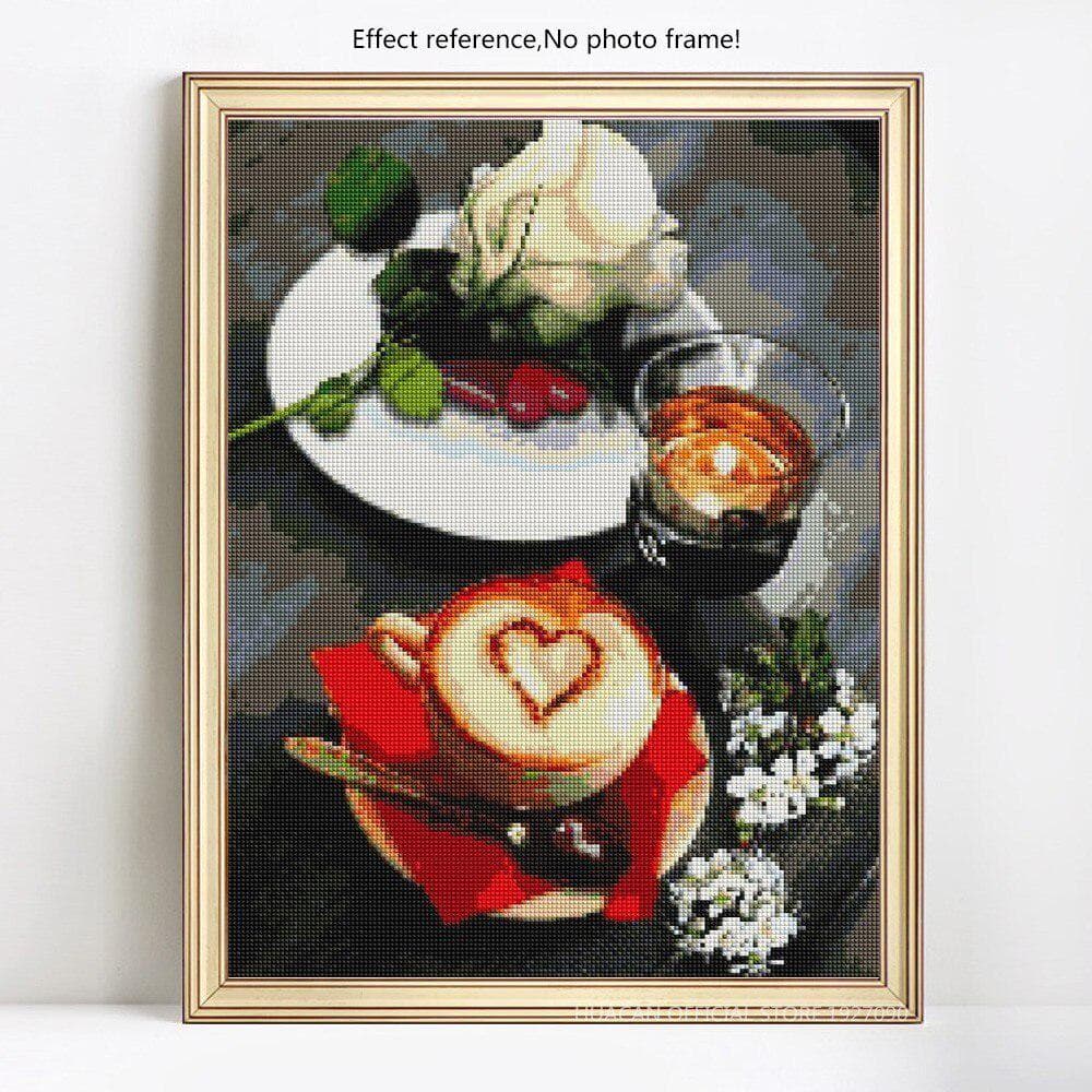 5D DIY Embroidery Sale Diamond Mosaic Cross Stitch Coffee Diamond Painting Full Round 20X30