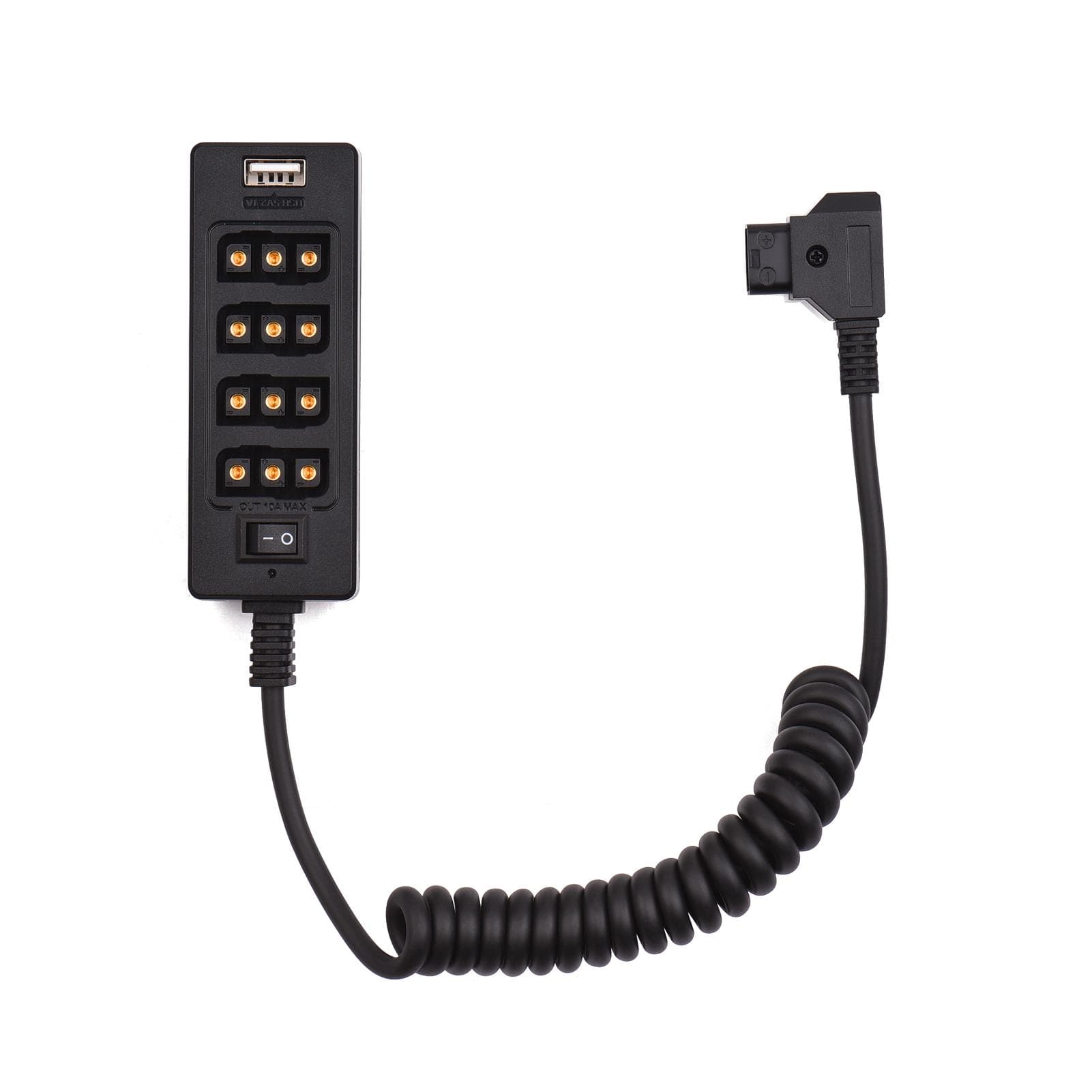 Andoer D-Tap B Type Socket D-tap Male to 8 Port D-tap Female Spliter Power Cable Connector with USB WY-4D-TAP