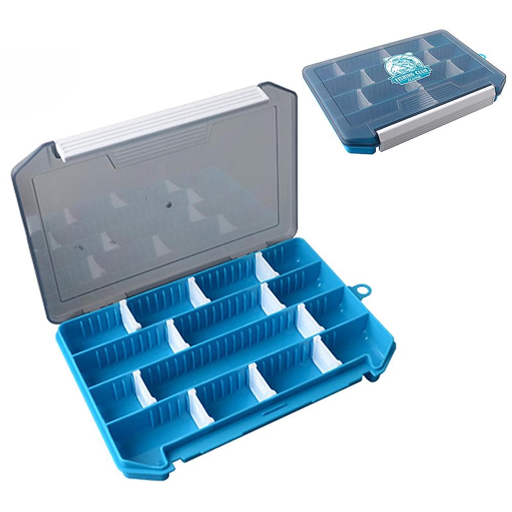 Fishing Tackle Box Storage Trays with Removable Dividers Fishing Lures Hooks Accessories Storage blue