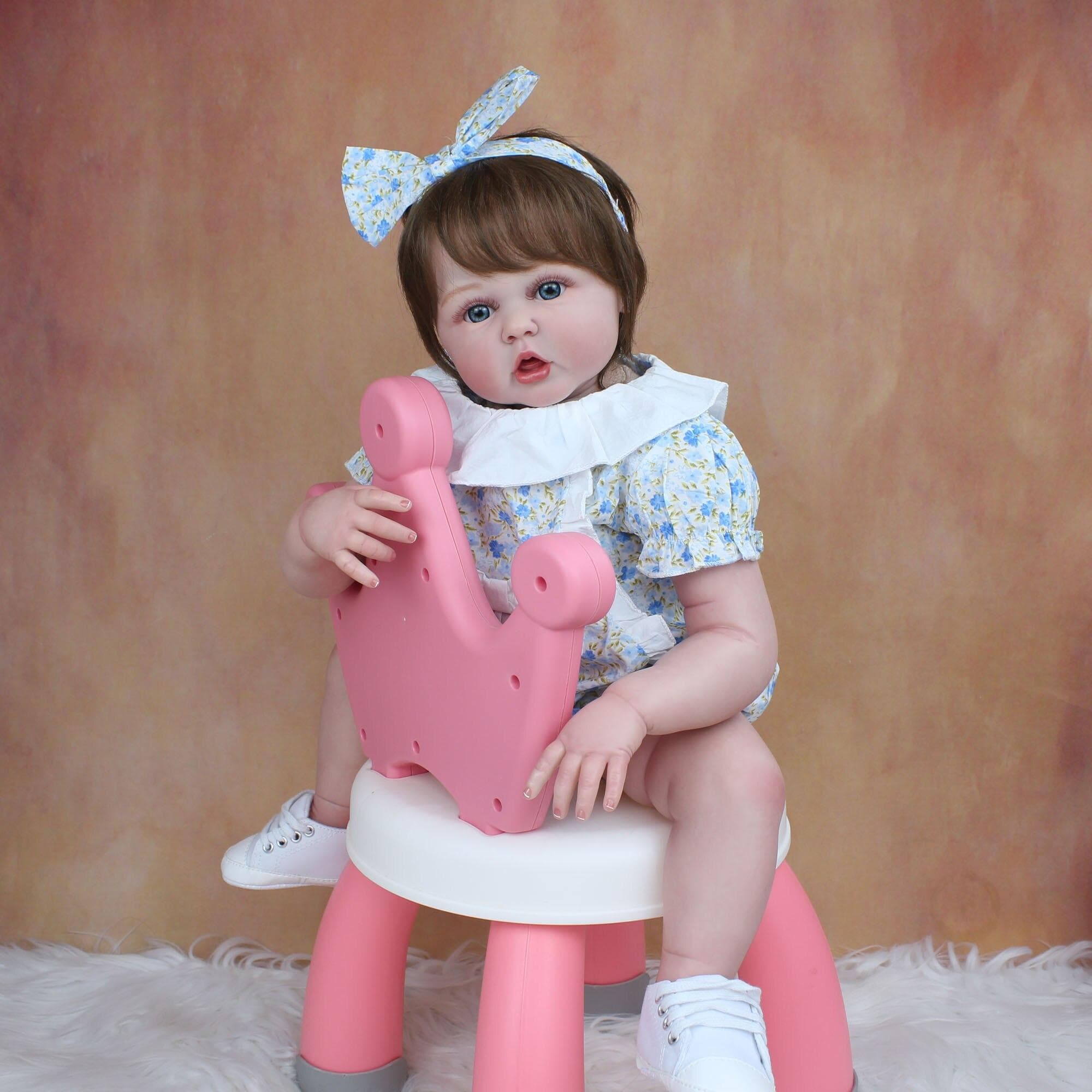 BZDOLL Hand-Detailed 3D Paint Skin Soft Silicone Reborn Baby 60 CM Toddler Finished Doll Toy For Girl Realistic Dress Up Princess Bebe 60cm 3D-paint Skin Doll