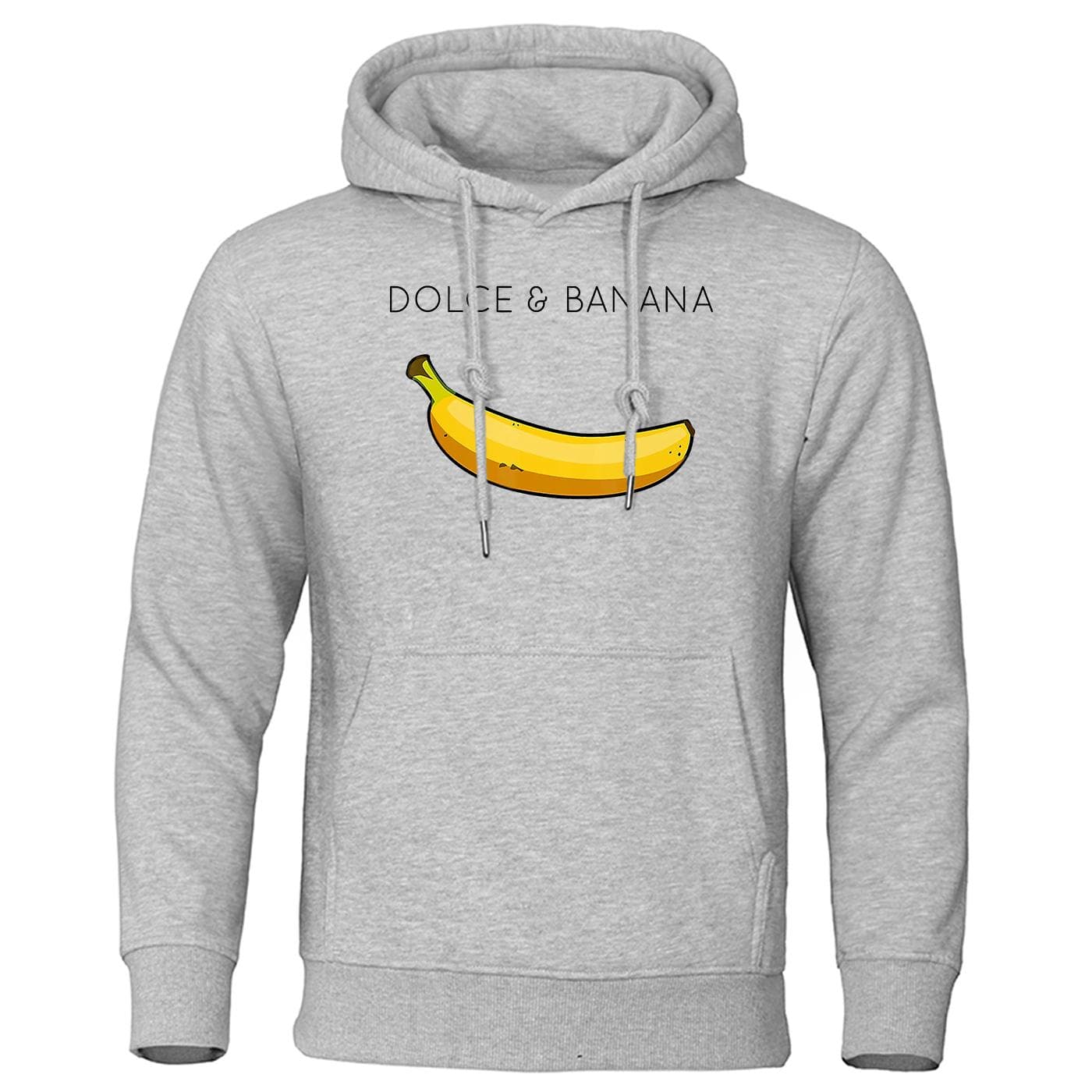 Dolce & Banana Cute Printed Men Hoodie Loose Casual Clothing Fashion Warm Fleece Hoodies Personality Street Hip Hop Sweatshirt XL gray
