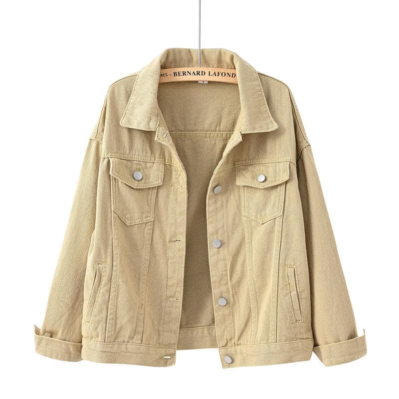 Spring autumn New Denim Jacket Women Casual Tops Short Coat Female color Jean Jackets Loose Outerwear Woman Tops 3XL khaki