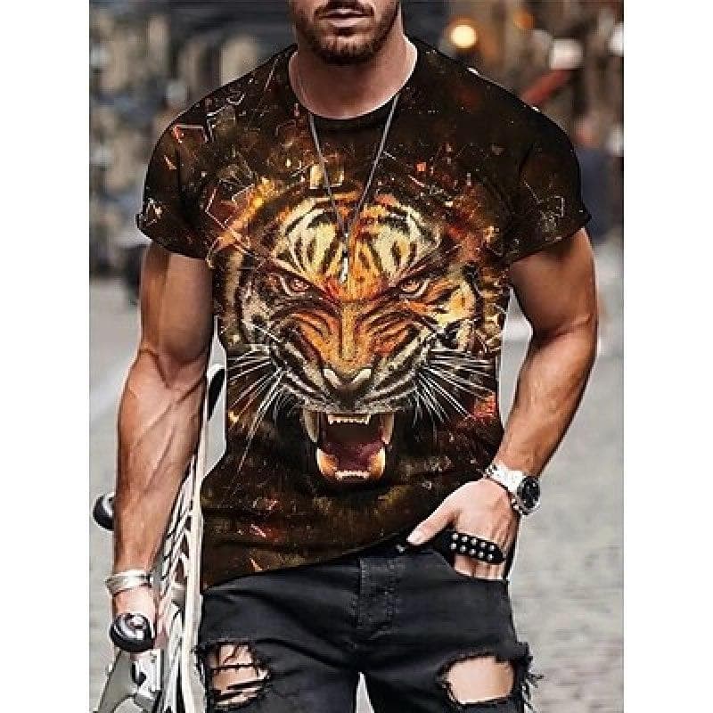 Men's T shirt Tee Graphic Animal Lion Crew Neck Clothing Apparel 3D Print Outdoor Daily Short Sleeve Print Vintage Fashion Designer 3XL