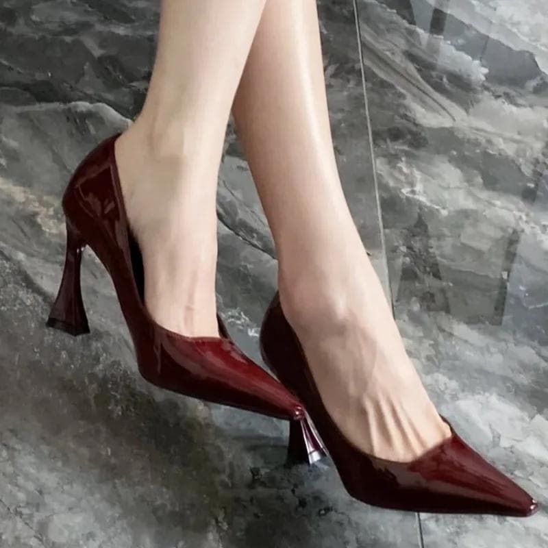 New Design High Heels Pointed Toe Women Pumps Street Style Shallow Slip On Party Dress Female Shoes 40