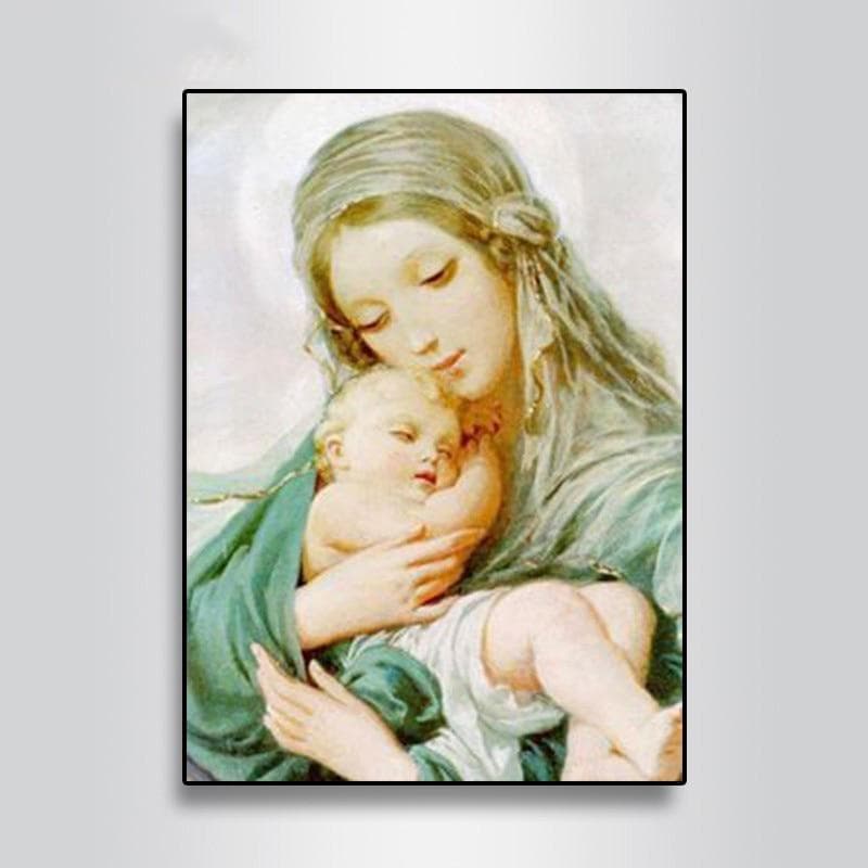 Maternal Love Child Religious 5D Diamond Painting Virgin Mary Kids Christian Diamond Embroidery 20X30CM