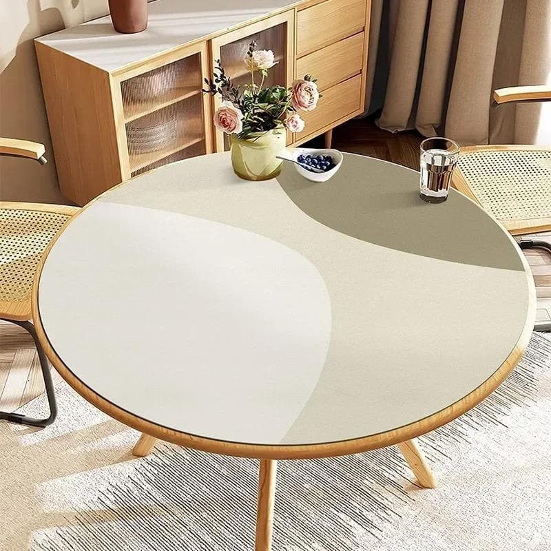 Round Waterproof Tablecloth Pvc Oil-proof Anti-scalding Dining Table Mat Japanese Minimalist Style Home Decoration Tablecloths Diameter 100cm