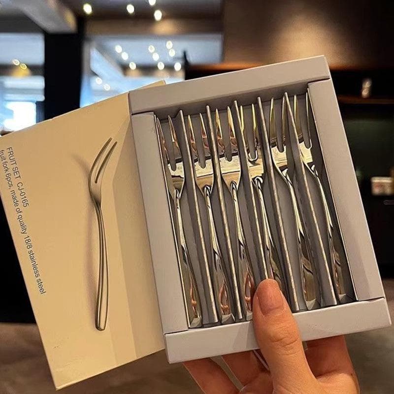Stainless Steel Two-Prong Fork for Fruit, Dessert, and Cake