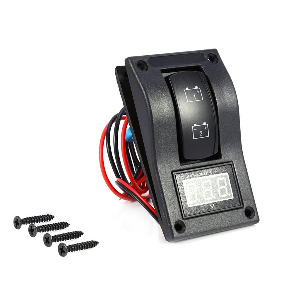 12V DC Marine Boat Voltmeter LED Dual Battery Test Panel Rocker Switch On OFF on