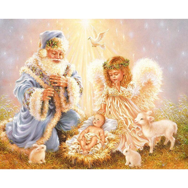 5d Diy Diamond Embroidery Angel Girl&baby Diamond Painting Cross Stitch Full Round Drill Rhinestone 20X30CM