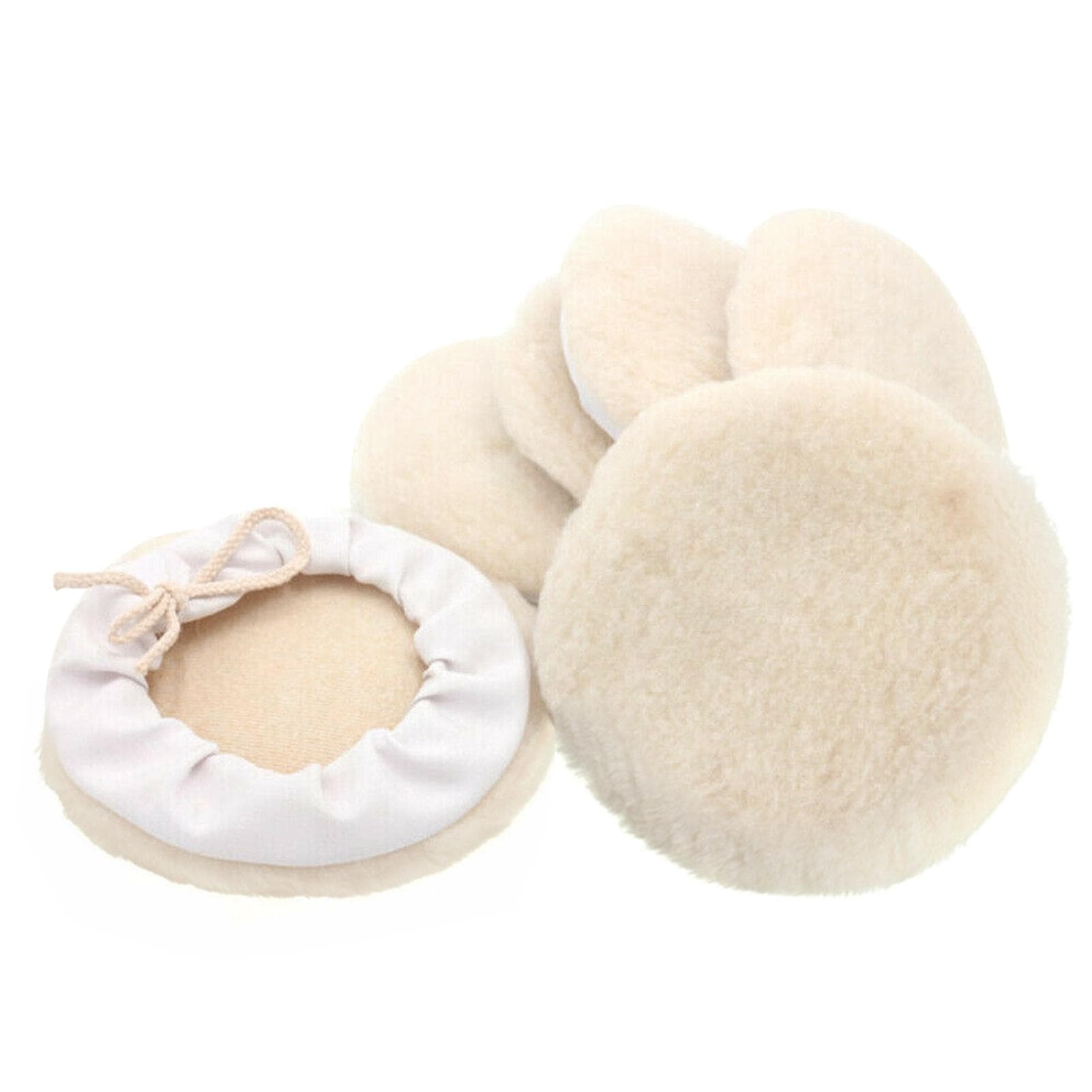 6pcs 7-inch Buffing Pads Car Bonnet Buffing Waxing Pad Kit Buffer Polishing Polisher Pad Wool beige