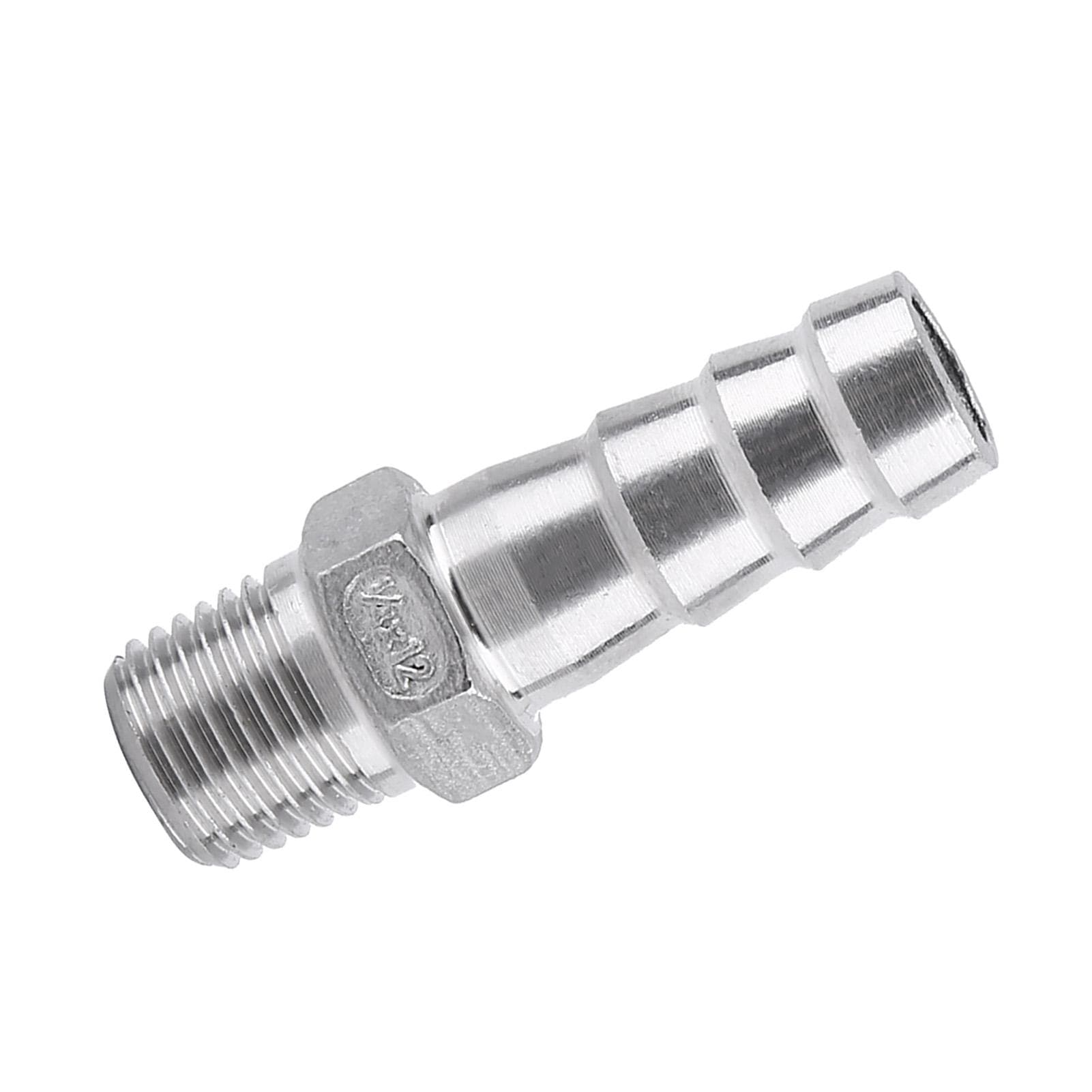 Stainless Steel Male Thread Pipe Fitting Barb Hose Tail Connector (34 x15mm)