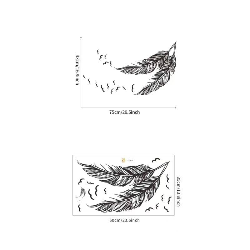 Black And White Wall Stickers of Feathered Geese, Suitable for Decorating The Living Room, Hallway, And Bedroom, Removable PVC Wall Decals