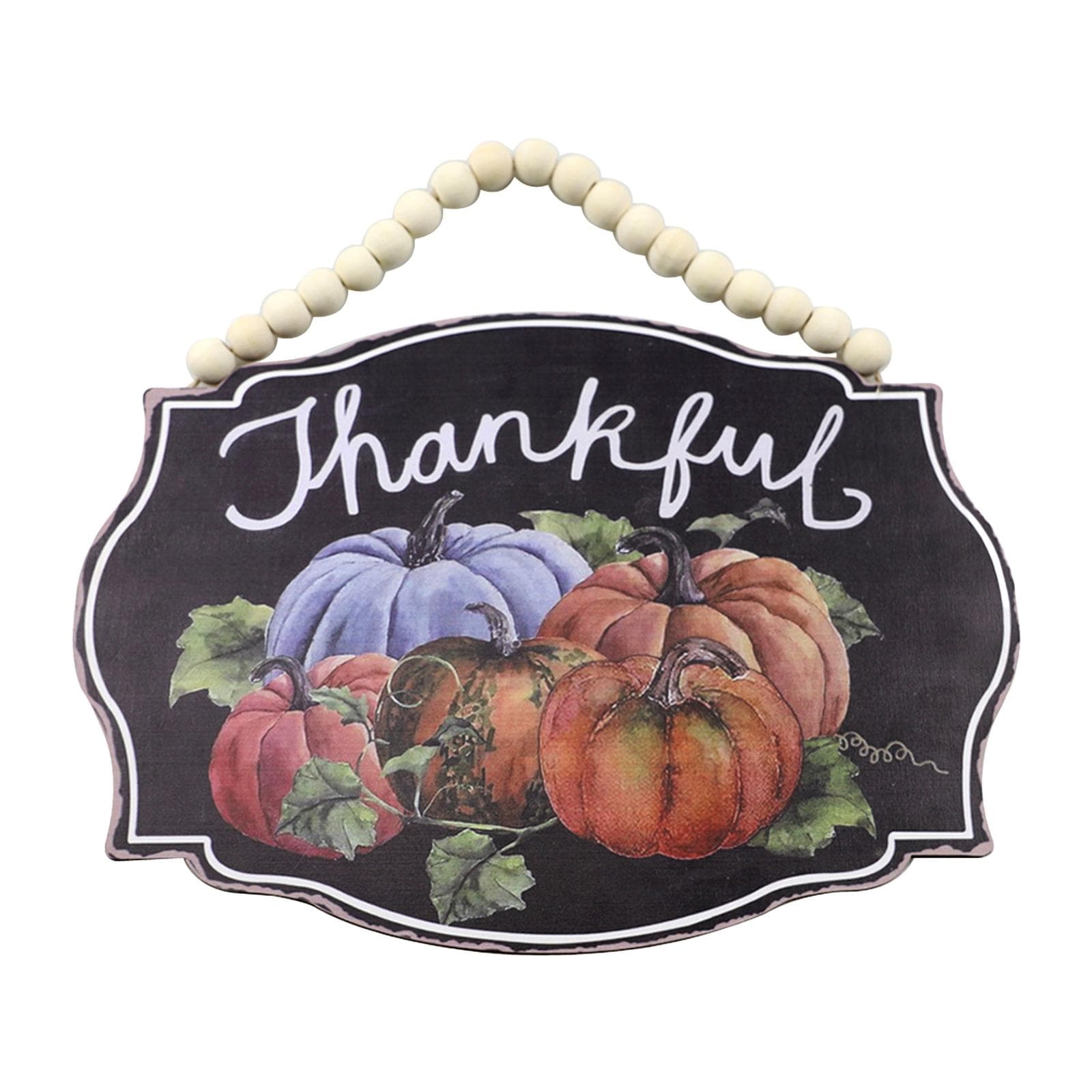Thanksgiving Wood Hanging Sign Pumpkin Pattern Front Door Sign Wreath Door Hanger Sign for Wall multicolour
