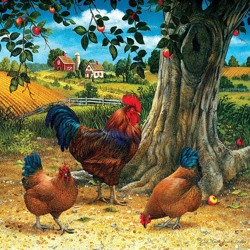 5d Diy Diamond Embroidery Chickens In The Garden Diamond Painting Cross Stitch Full Round Rhinestone 30x30CM